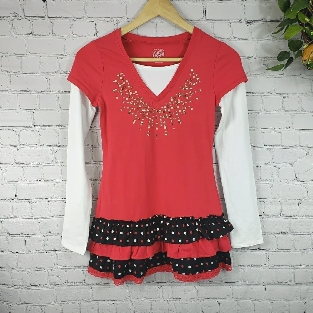 JUSTICE Long Sleeve Ruffled Top Size 12